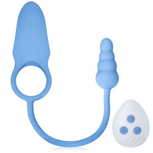 Вібруюче ерекційне кільце зі стимулюючою пробкою 100 функцій - 72231273