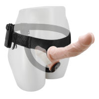 Тілесний двосторонній strap-on з вібраціями два пеніси 10 см + 18 см - 70636320 - 3