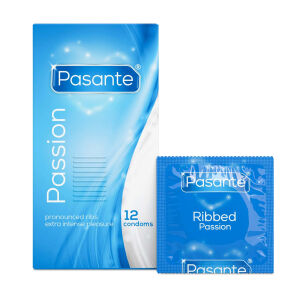 Презервативи з ребристою поверхнею Pasante Passion 12 шт - 76973713