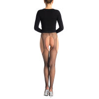 Чорні панчохи-колготки в сітку з відкритим доступом garter stockings - 77403154 - 3