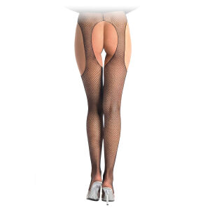 Чорні панчохи-колготки в сітку з відкритим доступом garter stockings - 77403154