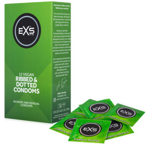 Презервативи зі стимулюючими ребристими вставками EXS RIBBED & DOTTED, 12 шт. - 78886149