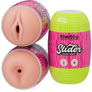 Двосторонній мастурбатор для чоловіків тілесного кольору вагіна та анус - 79165428