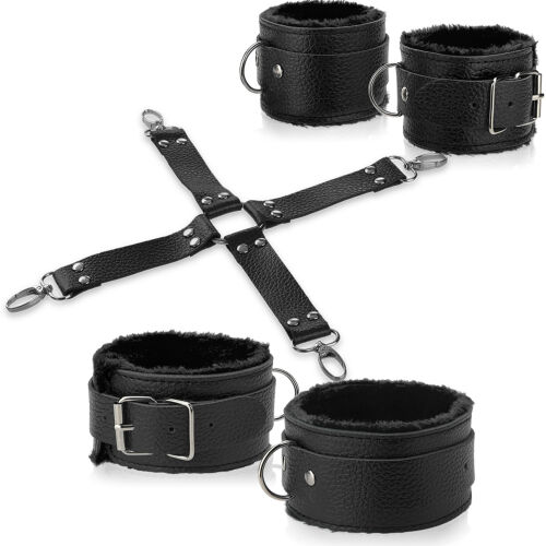 НАБОР ДЛЯ СВЯЗЫВАНИЯ НАРУЧНИКИ НА РУКИ И НОГИ С СОЕДИНЯЮЩИМИ РЕМНЯМИ - 70530640