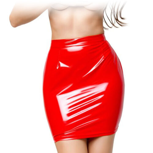 Шнурована червона спідничка + стрінги Glossy Wetlook Kellie - 72276345