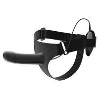 Чорний пояс strap-on з вібратором 16 см + пульт - 70043295 - 5