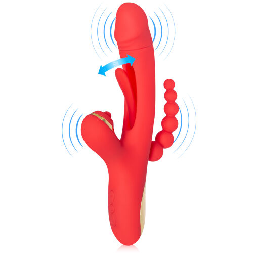 Вібратор 3в1 з рухомим язичком і анальним стимулятором - 71946795