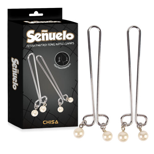 Набір сталевих затискачів на соски з перлами BDSM - 73380197