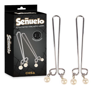 Набір сталевих затискачів на соски з перлами BDSM - 73380197