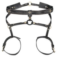 Rebellion шкіряна чуттєва упряж harness з краваткою і кільцем BDSM - 79373440 - 6