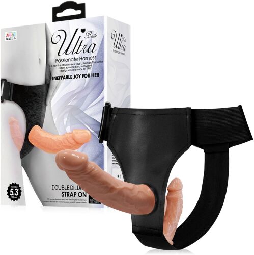 Страпон для жінок подвійний пеніс на ременях для пеггінгу - 71762248