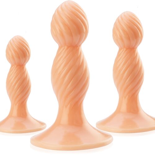 НАБОР 3 АНАЛЬНЫХ ПРОБОК НА ПРИСОСКАХ РИФЛЕНЫЕ ПЛАГИ - 74152773