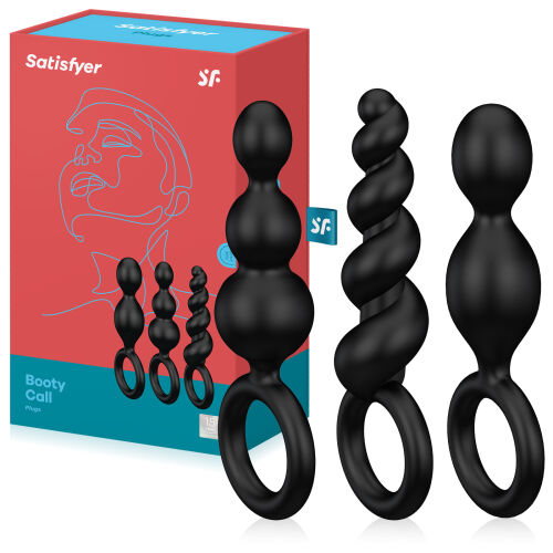 Набір із трьох чорних анальних затичок Satisfyer Booty Call - 70851211