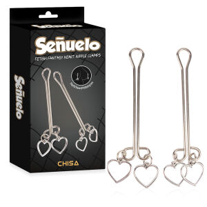 Набір сталевих затискачів на соски з сердечками BDSM - 76740812