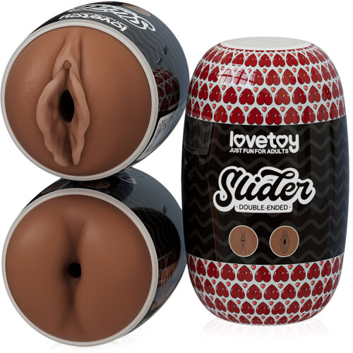 Двосторонній мастурбатор для чоловіків коричнева вагіна і анус - 76260979