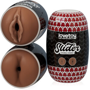 Двосторонній мастурбатор для чоловіків коричнева вагіна і анус - 76260979