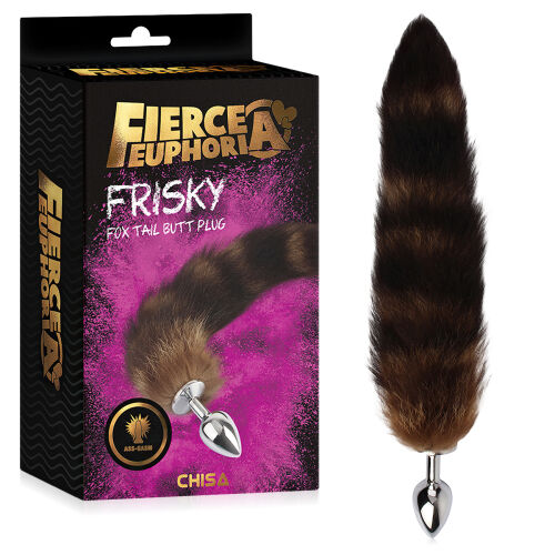 Срібна анальна пробка з пухнастим хвостом anal plug - 75695379