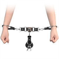 Rebellion срібні наручники BDSM з шкіряними елементами і ключиками Rebellion - 77221760 - 4