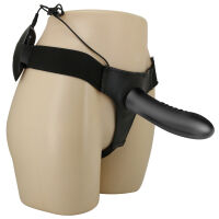 Чорний пояс strap-on з вібруючим пенісом 18,5 см пегінг - 78192200 - 2